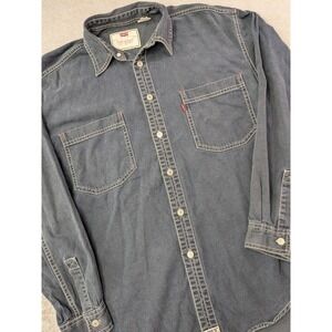 Levis Red Tab Mens Size Medium Long Sleeve Metal Button Up Shirt Black
